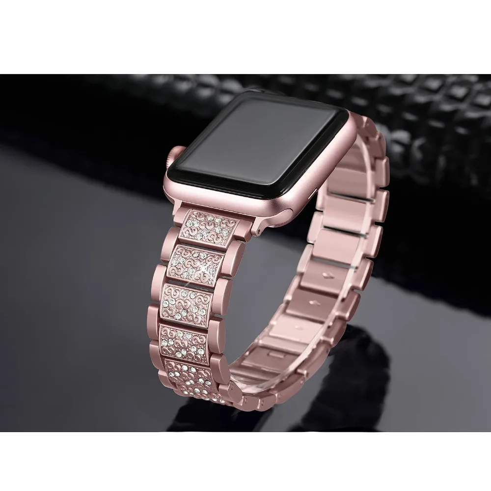 For Apple Watch band 40mm 44mm 38mm 42mm women Diamond Band for Apple Watch series 4 3 2 1 iWatch bracelet stainless steel strap