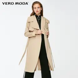 Vero Moda 2019 Новинка женский OL Стиль двухъярусный лацкан на шнуровке ветровка пальто Тренч | 318421502