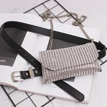 Luxury Designer Fanny Pack Rhinestone Women Waist Bag Money Phone Pouch Fashion Lady Belt Bag Purses Chain Shoulder Bag