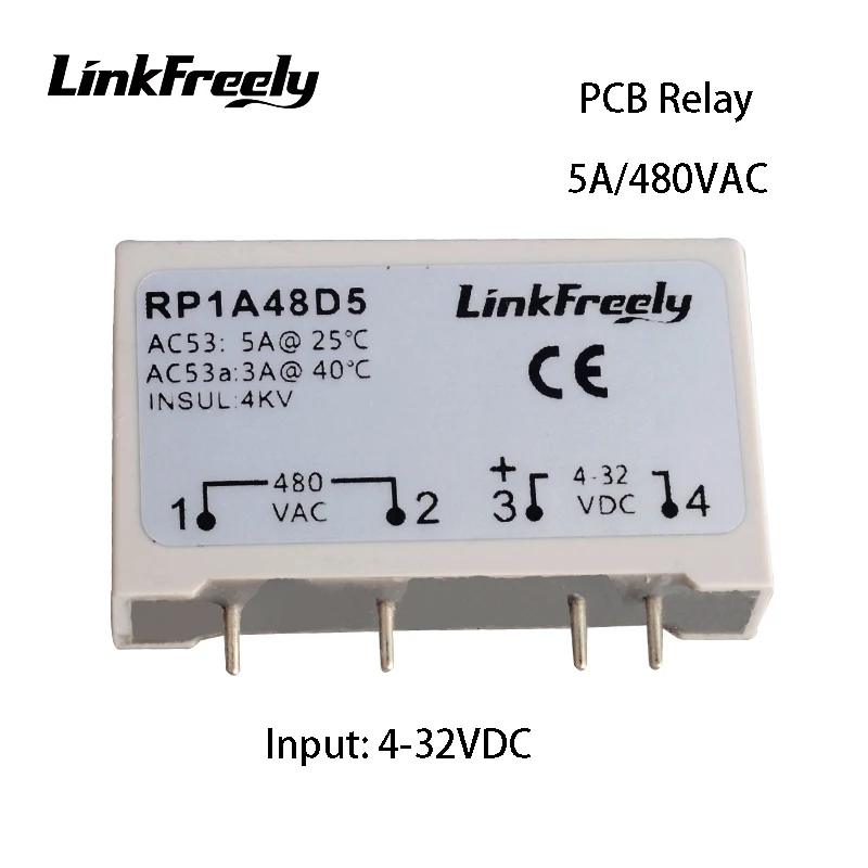 

RP1A48D5 10pcs Single Phase PCB Solid State Relay 4V 5V 12V 24V DC Input Output 12-530VAC 5A SSR Relay Switch Module Factory