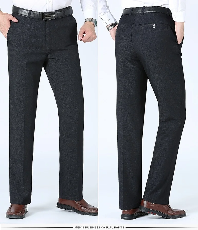 ZOGAA Autumn and winter Men Comfortable Suit pants business casual pants straight loose autumn and winter thick pants