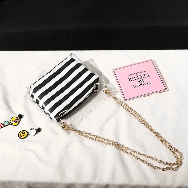 Fashion New Brand Transparent Summer Women Messenger Bag Female Shoulder Crossbody Bags Designer Retro Color Stripes Chain Bag Fashion New Brand Transparent Summer Women Messenger Bag Female Shoulder Crossbody Bags Designer Retro Color Stripes Chain Bag