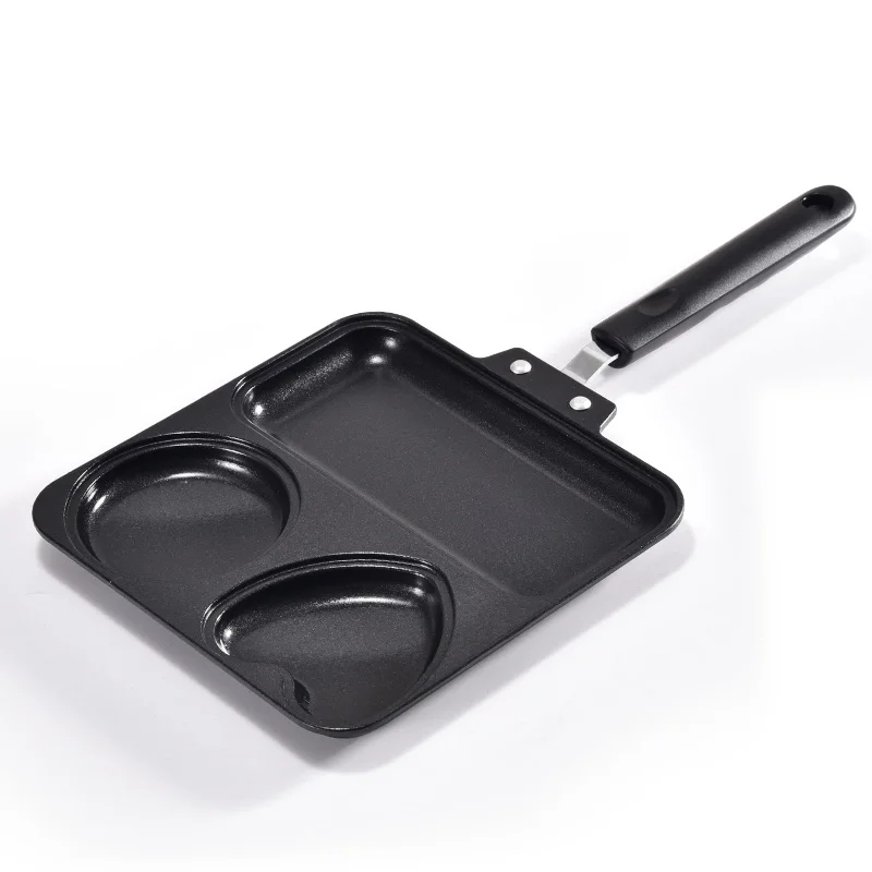 

3 Grid Divided Non-stick Frying Pan Omelette Ham Bread All-in-One Cooking Pot Breakfast Sandwich Grill Aluminium Alloy Egg Mould