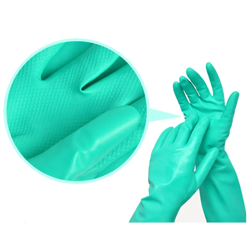 

NMSAFETY 4 Pairs Oil-proof Long Green Safety Latex Nitrile Work Gloves Chemical Resistant Neoprene Glove