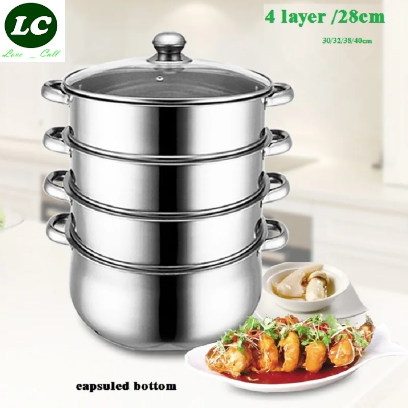 Пароварка из нержавеющей стали 4 уровня 28 см/30/32/38/40 см|steamer pot|cooking steamer potstainless pot |