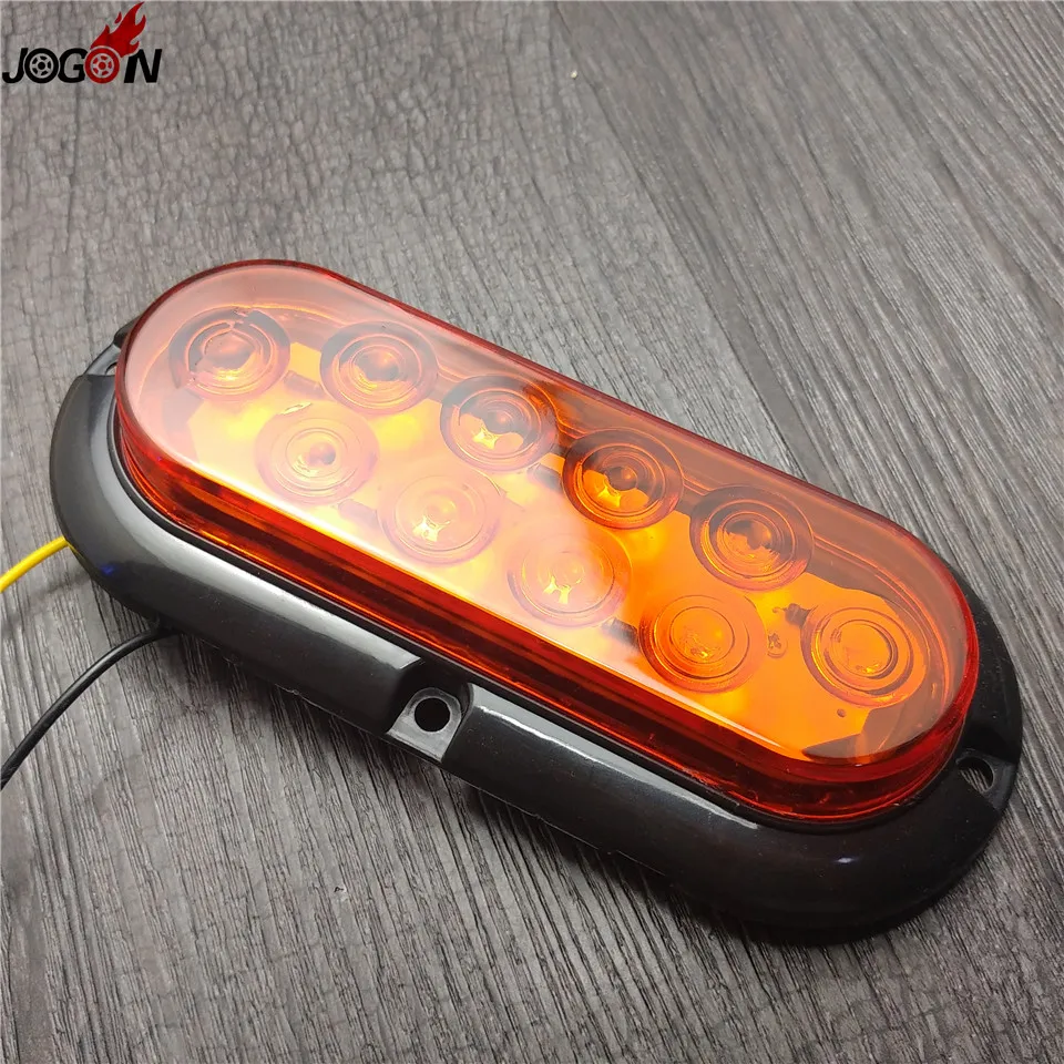 

Amber 12V /24V Oval 6" LED Turn Signal Tail Side Marker Light Lamp Sealed Surface Mount For Truck Trailer Pickup Vans RV