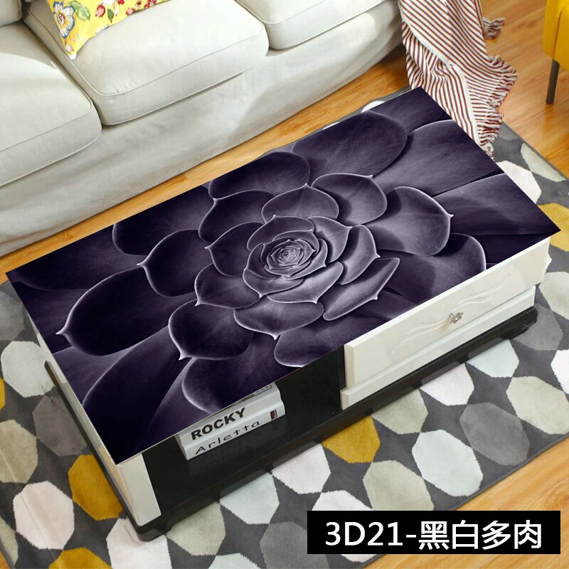

Black Succulents 3D Table Cloth Soft PVC Table Cover Waterproof Anti-hot Coffee Table Mat Crystal Plate Flower Tablecloth Decor