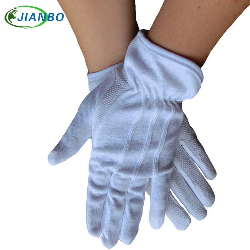 

Free Shipping 2 Pairs Upscale White Antiskid Anti-fingerprint Troops Parade Driver Drive Concierge Raise Flag Jewelry Gloves