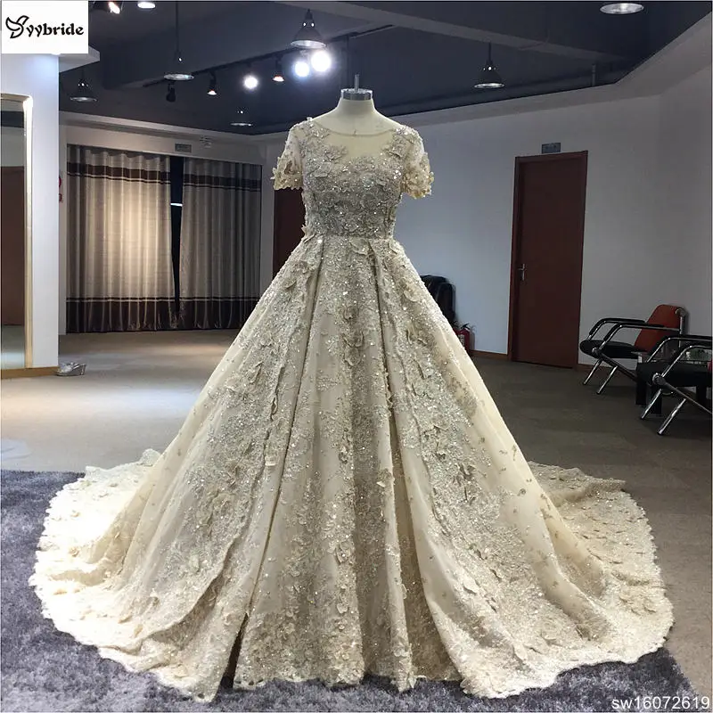 Кружевные платья yybride цвета шампанского с открытой спиной и бисером эстетичное