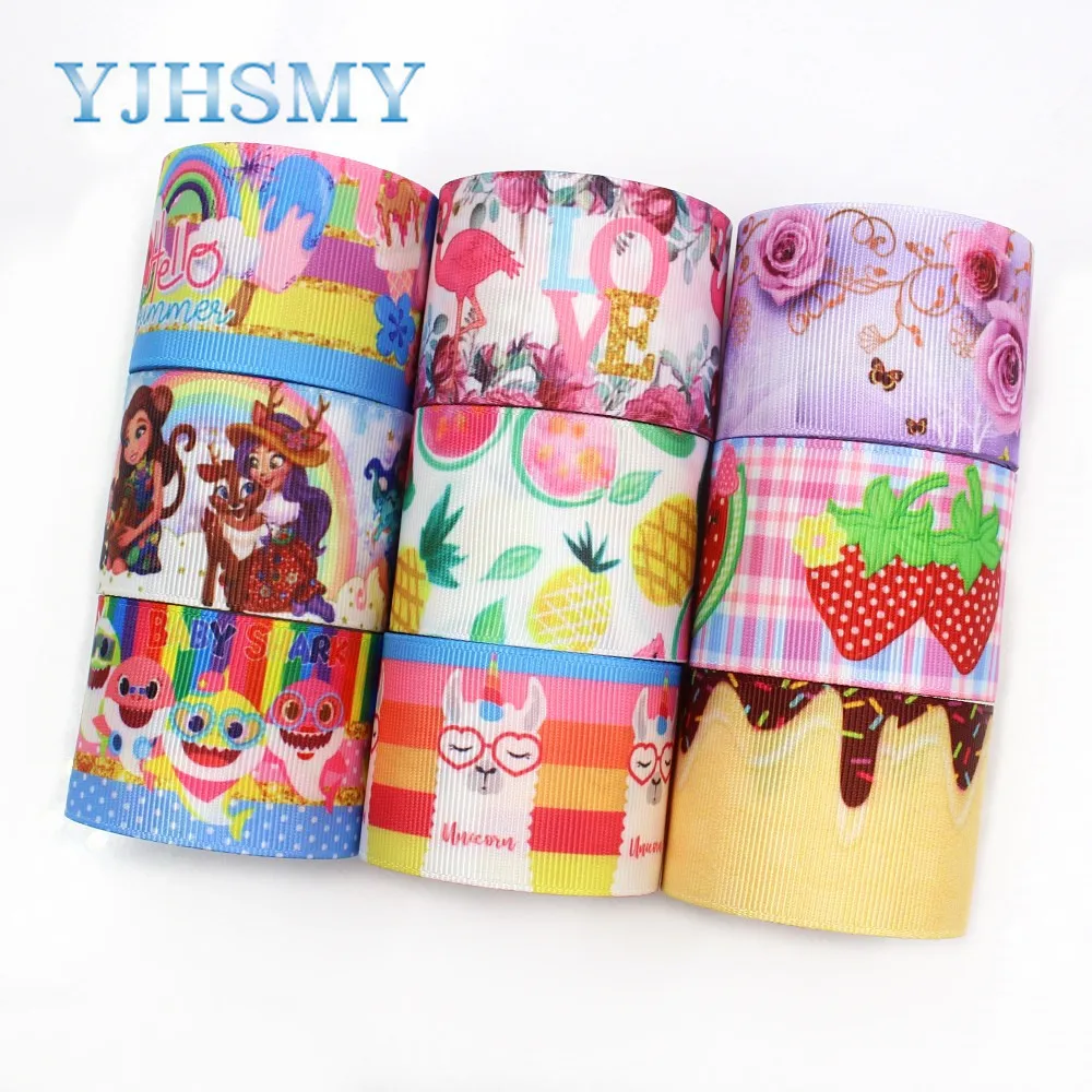 

YJHSMY I-19420-1042,10yards 38mm cartoon fruit Thermal transfer Printed grosgrain Ribbons,bow cap DIY accessories decorations