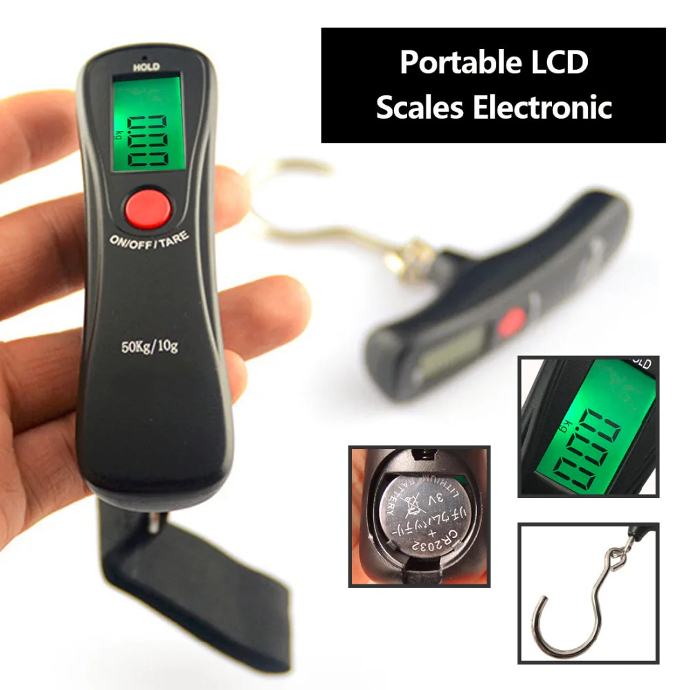 

New Arrival Useful Portable 50Kg LCD Display Digital Hanging Scales Electronic Weight Fishing Hook Scale Black kitchen scales