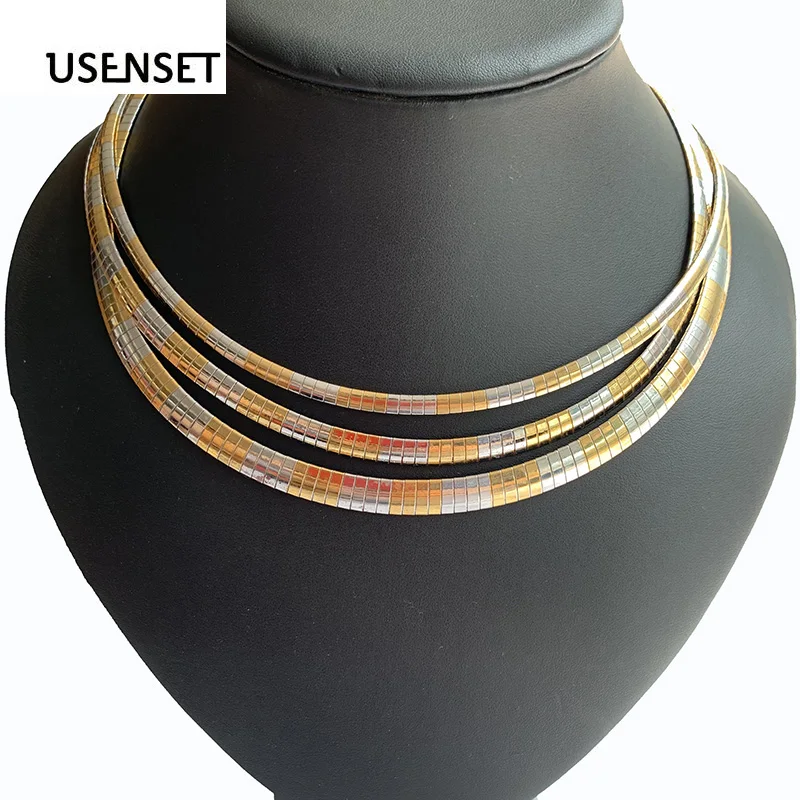 Women Choker Stainless Steel Collar Chains Necklace Gold Color
