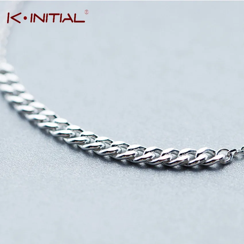 Kinitial 925 Серебряный Твист цепь браслет и стильный ювелирные изделия женские