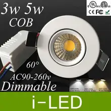 Белый корпус мини выставочный светильник Cob светодиодный потолочный светильник, Диммируемый 5 Вт 500лм светодиодный встраиваемый вниз свет AC85-265V светодиодный точечный свет