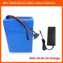 48 В Перезаряжаемые Батарея 48 В 750 Вт Электрический велосипед Батарея 48 В 16AH литиевая батарея пакет с ПВХ чехол 20A BMS 2A 54,6 В зарядное устройство