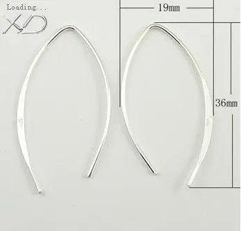 

Genuine Solid Sterling Silver Earring,5pairs of Silver Ear Hooks 19x36mm Earring for jewelry