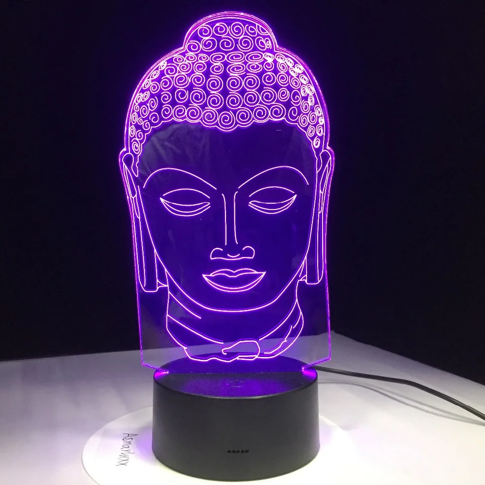 Лампа Будды буддизм 3D светодиодный свет USB цвет ночник украшение инновации Рождественский подарок на удачу
