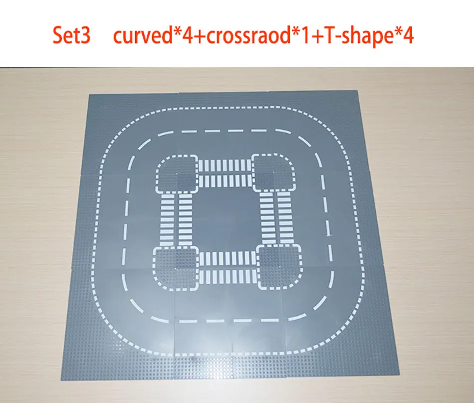 Дорога улица опорная плита прямой перекладина кривая Т-образное соединение строительные блоки части Базовая пластина для конструктора совместимы с майором брэнк город