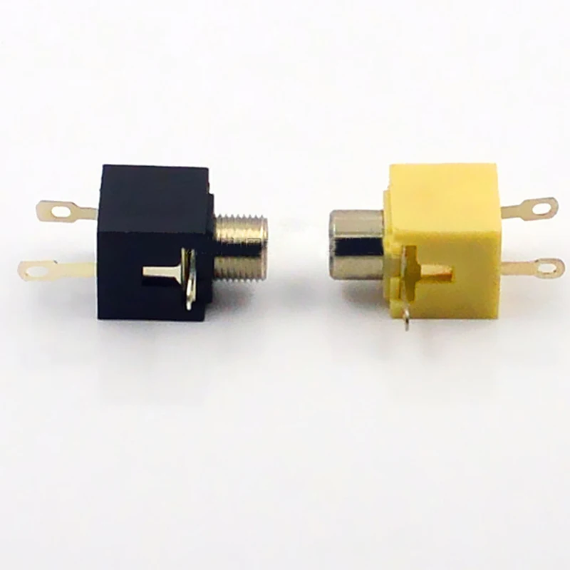 30pcs 3 5mm Jack Headphone Connector Audio Jack Adapter PJ 301M With Thread Black Yellow
