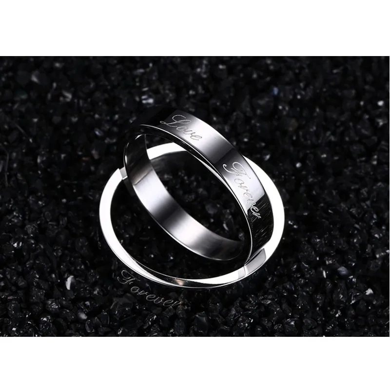 Vnox Forever Love Wedding Ring Silver color 316l Stainless Steel Promise Jewelry