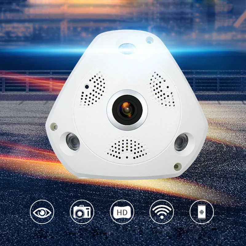 

360degree Panoramic Wireles IP Camera WiFi 3MP HD Fish-Eye Lens Wide Angle Night Vision Security System LCC77