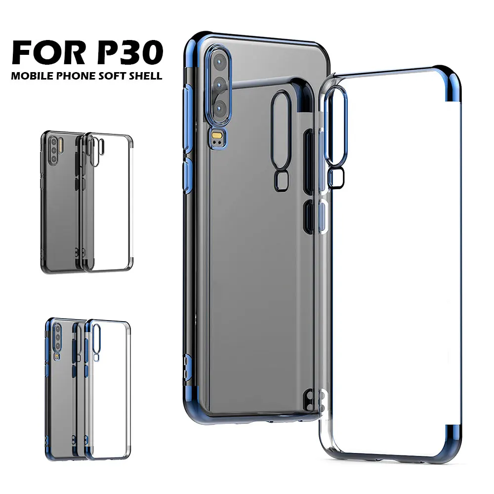 

For Huawei P30Lite Case Cover Luxury Transparent Soft Silicone Silm Plating TPU Back Cover For HuaweiP30 P30Pro Case Phone Coque