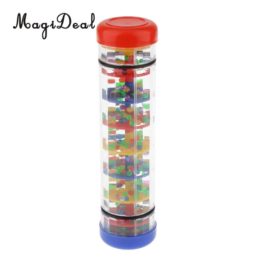 MagiDeal 1Pc Plastic Rain Sound Maker Shake Colorful Beads for Infant Baby Kids Youth Learn Play Toy Novelty Gift 20cm 10cm 30cm