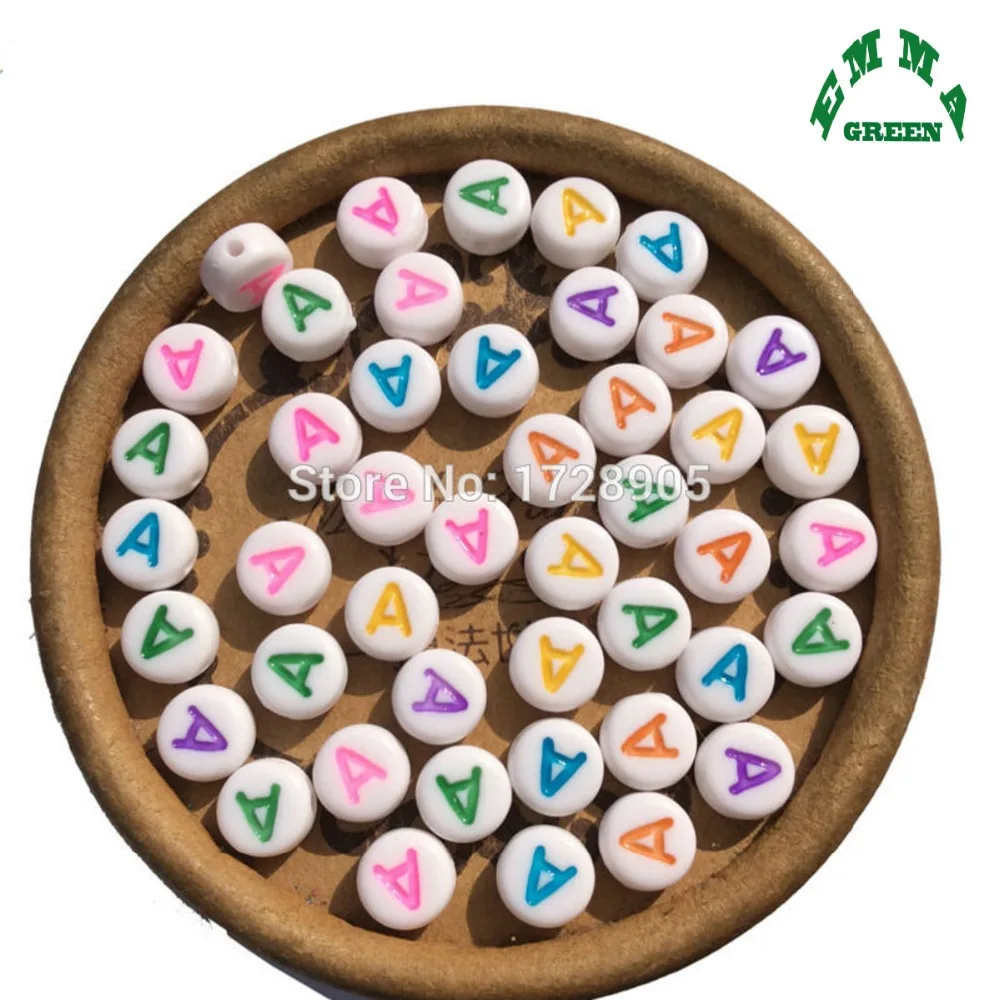 

Mini Order A- Z Any Letter White With Colored Letters 100pcs 4x7mm Coin Acrylic Single Letter Beads Alphabet Diy Fashion Jewelry