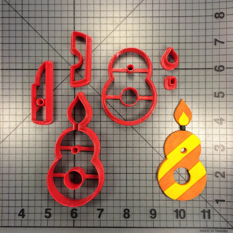 Набор формочек для печенья с цифрами в виде свечей 5, 6, 7, 8, 9 с днем рождения, инструменты для украшения торта на заказ, набор резчиков для печенья с 3D принтом - Цвет: Eight 5inch N4560