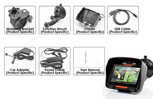 Lexitek<ALIMT >&reg;</ALIMT> L345 All Terrain 4_14.3 Inch Motorcycle GPS Navigation System Waterproof IPX7 4GB Internal Memory Bluetooth