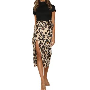 

Women's Bandage Bodycon Skirt High Waist Split Leopard Skirts For Women Evening Party Club Irregular Skirts