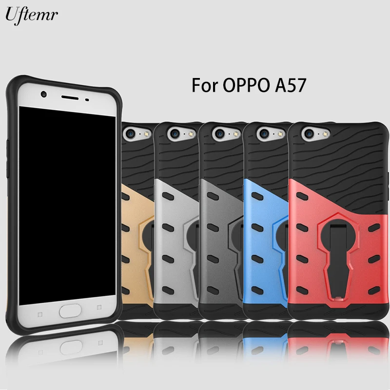 Uftemr Case for OPPO A57 Cover Shockproof Armor Luxury Silicon PC Hard
