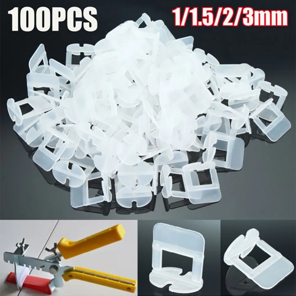 

100 pcs Tile Leveling System Clips Tile Tool Kit Tile Flooring Spacer 1/1.5/2/2.5/3mm