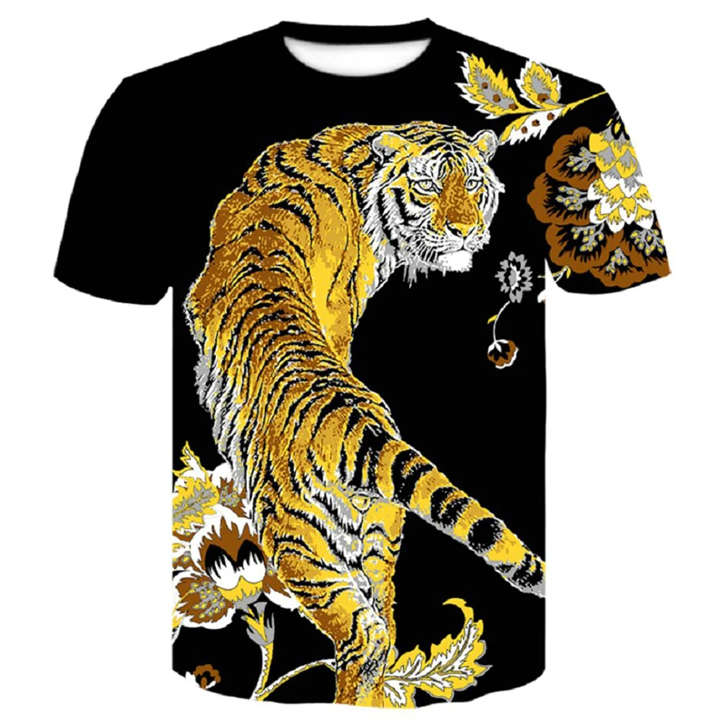 

Brand 2019 New Wolf/tiger T Shirt Men Anime Tshirt China 3d Print T-shirt Hip Hop Tee Cool Mens Clothing New Summer Big Size Top