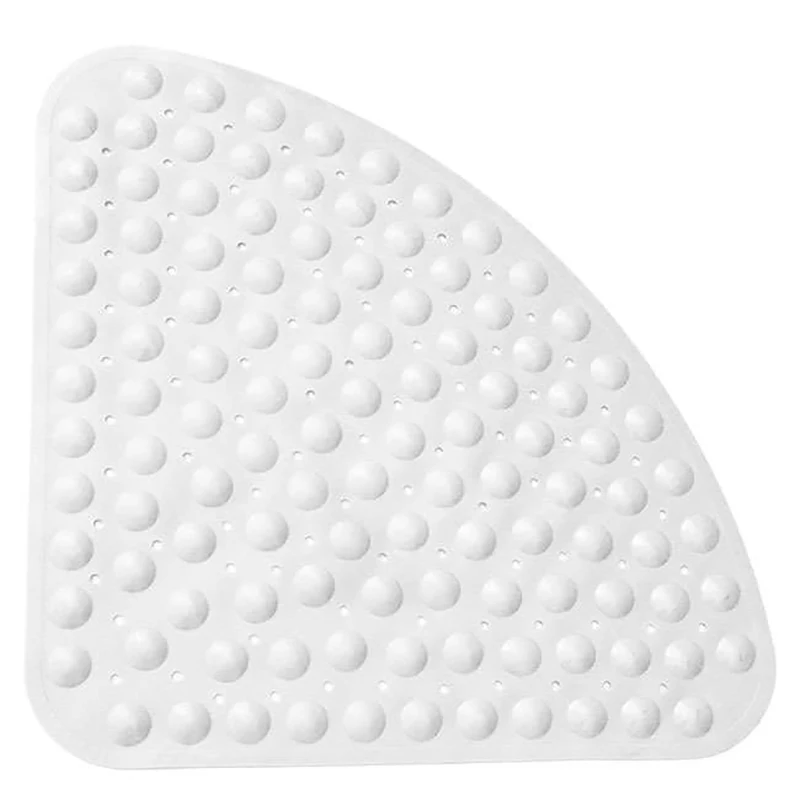 Угловой коврик для душа, резиновый противоскользящий квадратный коврик для ванной, антибактериальный присоска для душевой ванны, нескользящий коврик для ванной 54X54 см - Цвет: White