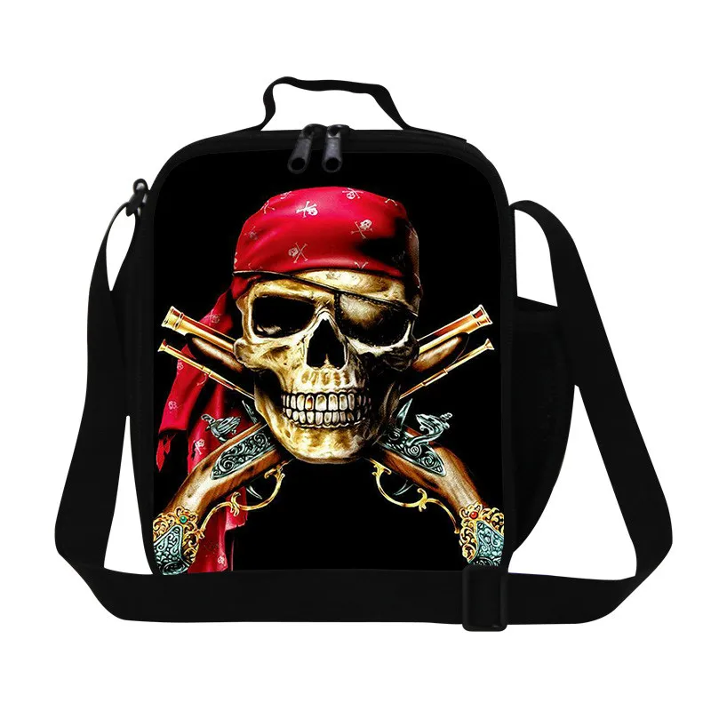 13 Personalized skull lunch bag for children boys,cool lunch container for work,adults fashion lunch bags with strap,bottle holder