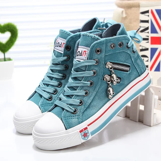 US $25.13 Women Fashion Sneakers Denim Canvas Shoes Spring/Autumn Casual Shoes Trainers Walking Skateboard La