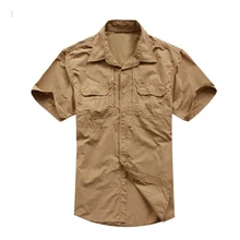 Летняя рубашка в армейском стиле, быстросохнущая дышащая мужская рубашка для туризма, спорта, рыбацкий трекинговый кемпинг, тонкая однотонная одежда