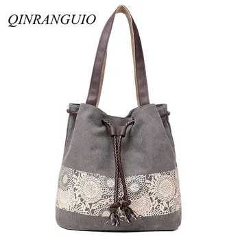 

QINRANGUIO Shoulder Bag Women Casual Printing Floral Women Handbags Canvas Bag Women 5 Colors Large Capacity Bolsa Feminina