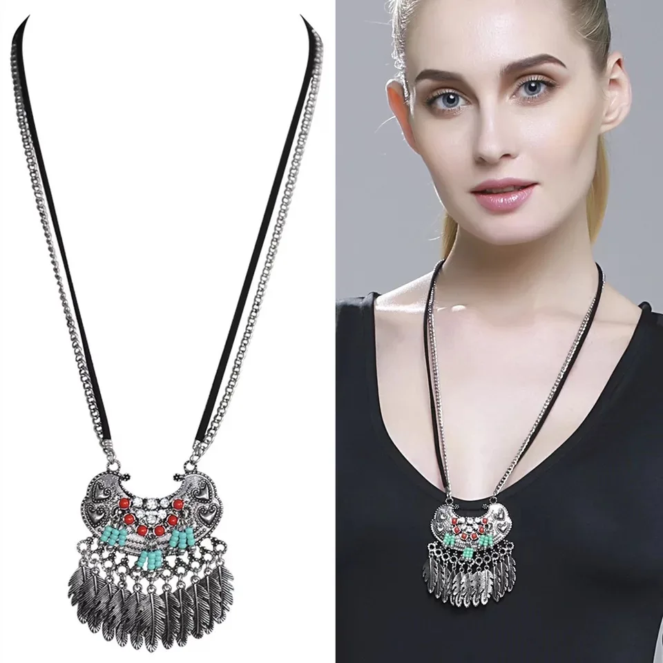 2017 Trendy Necklace Bohemian National Style Feather Tassel Pendant
