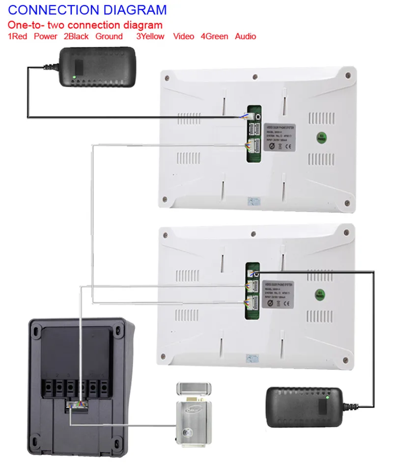 Новый проводной 7 "Цвет Экран телефон видео домофон Системы + 1 Водонепроницаемый двери Камера + 2 белый Мониторы бесплатная доставка