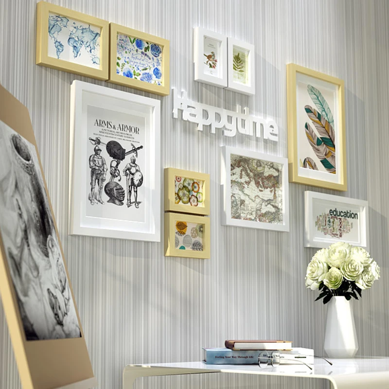 

10 Piece Wood Photo Frames with Pictures Wall Hanging Photo Frames for Picture Home Decoration Picture Frames Artware Art Craft