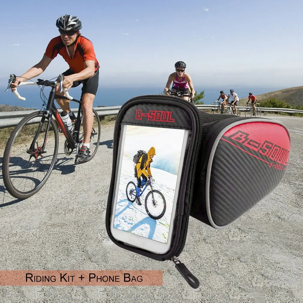 B SOUL Bicycle Front Top Tube Bag Bike Storage Bag Large Capacity for 5