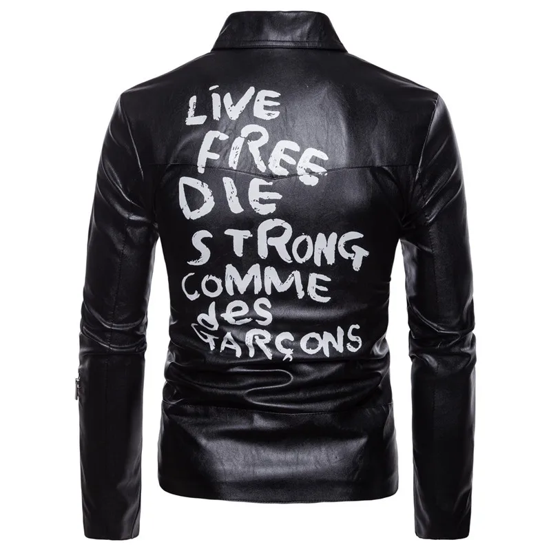 

AOWOFS Spring Leather Jacket Men Letter Print Leather Biker Jacket Men Motorcycle Coats Plus Size 5XL Jaket Men deri mont ceket