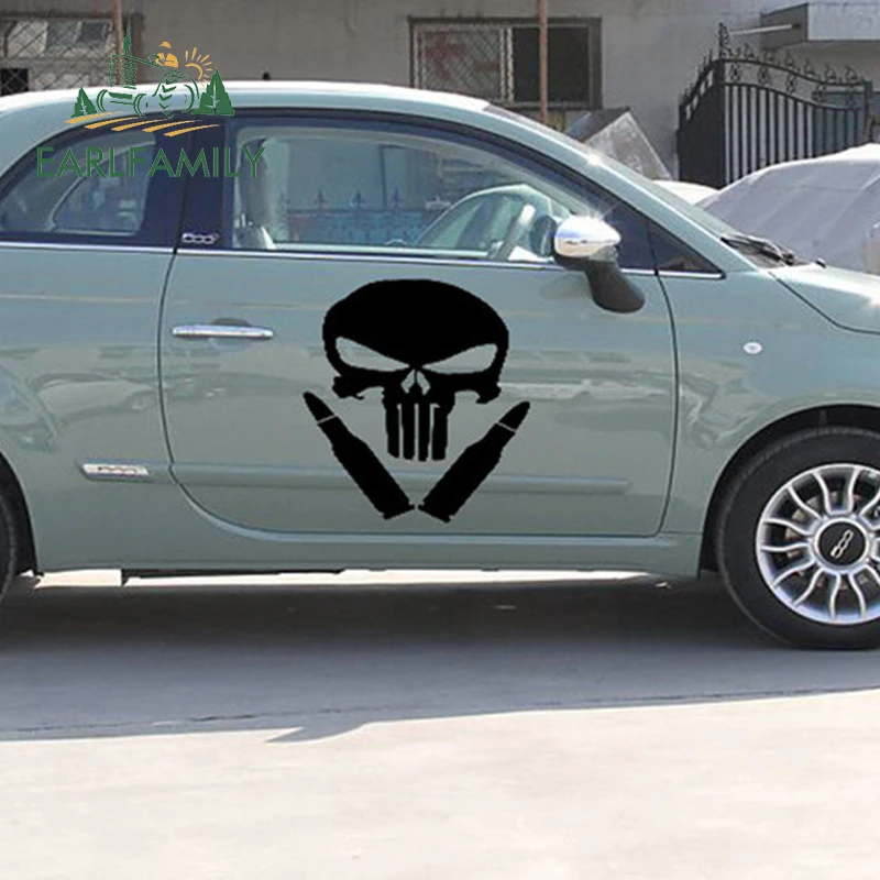EARLFAMILY 2x Ужас Череп с пулей чтобы пережить разрушение искусства автомобиля стикер