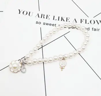 

Free Ship 20pcs Elegant Faux Pearl Beads with Flower Lollipop Charms Wrist Straps for Phone Cases DIY Mobile Accessories Straps