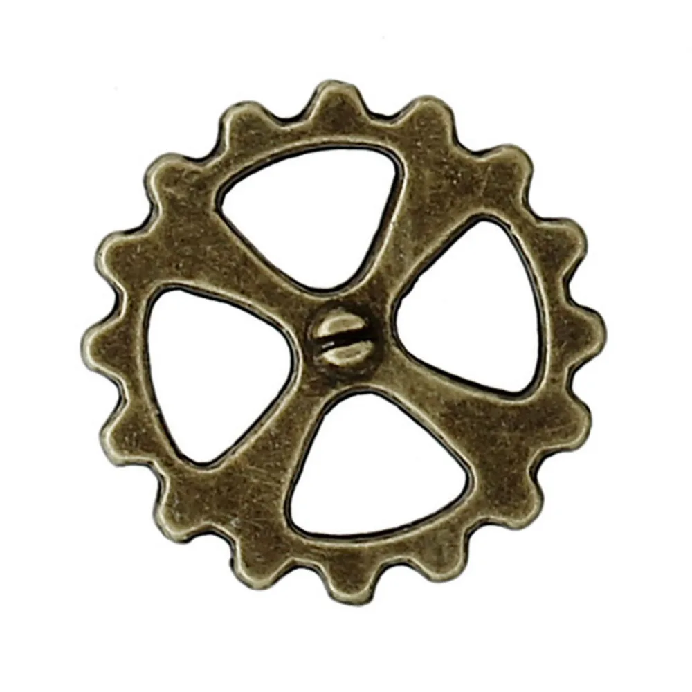 

DoreenBeads Zinc Based Alloy Steampunk Embellishments Findings Gear Antique Bronze Cross Carved Hollow 14mm( 4/8"), 100 PCs