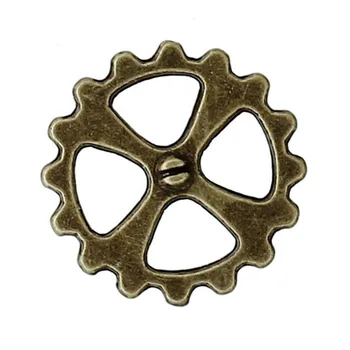 

DoreenBeads Zinc Based Alloy Steampunk Embellishments Findings Gear Antique Bronze Cross Carved Hollow 14mm( 4/8"), 100 PCs