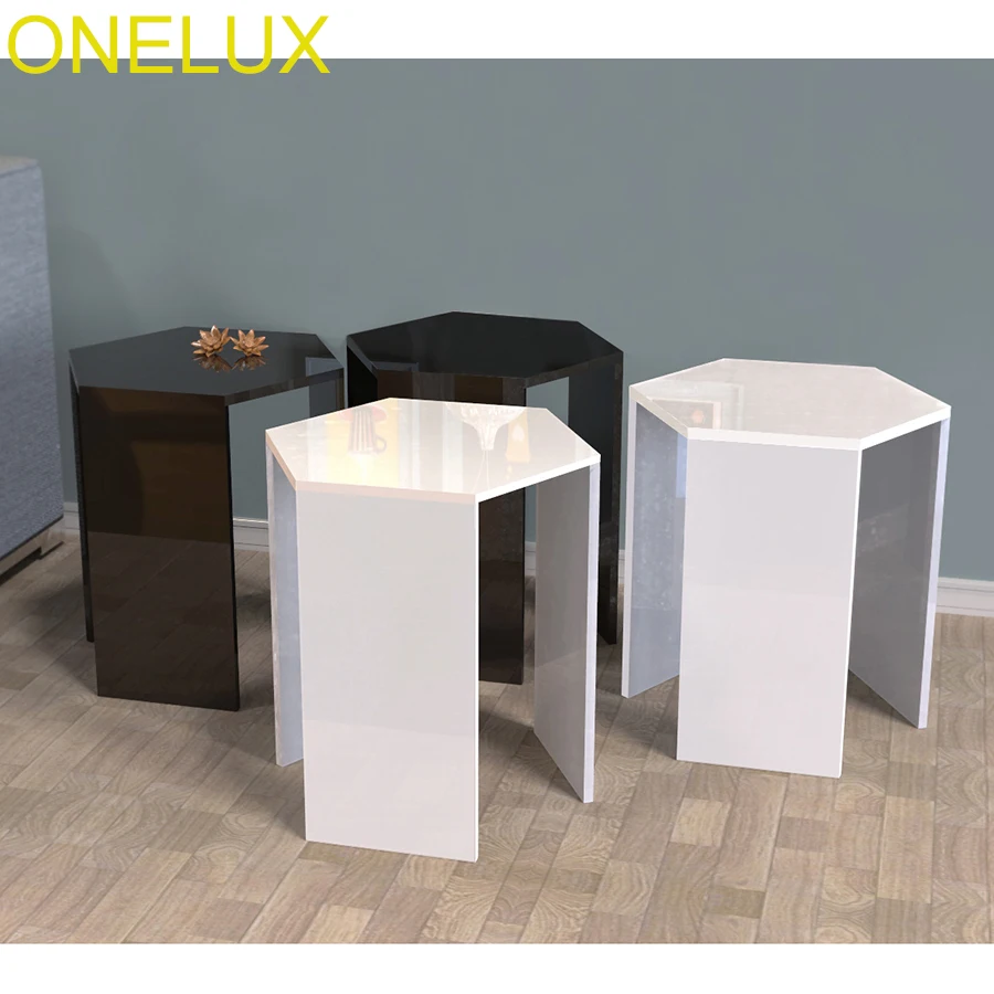 (2PCS/LOT) Hexagon Acrylic Sofa Table,Lucite Occasional Small Tea Tables