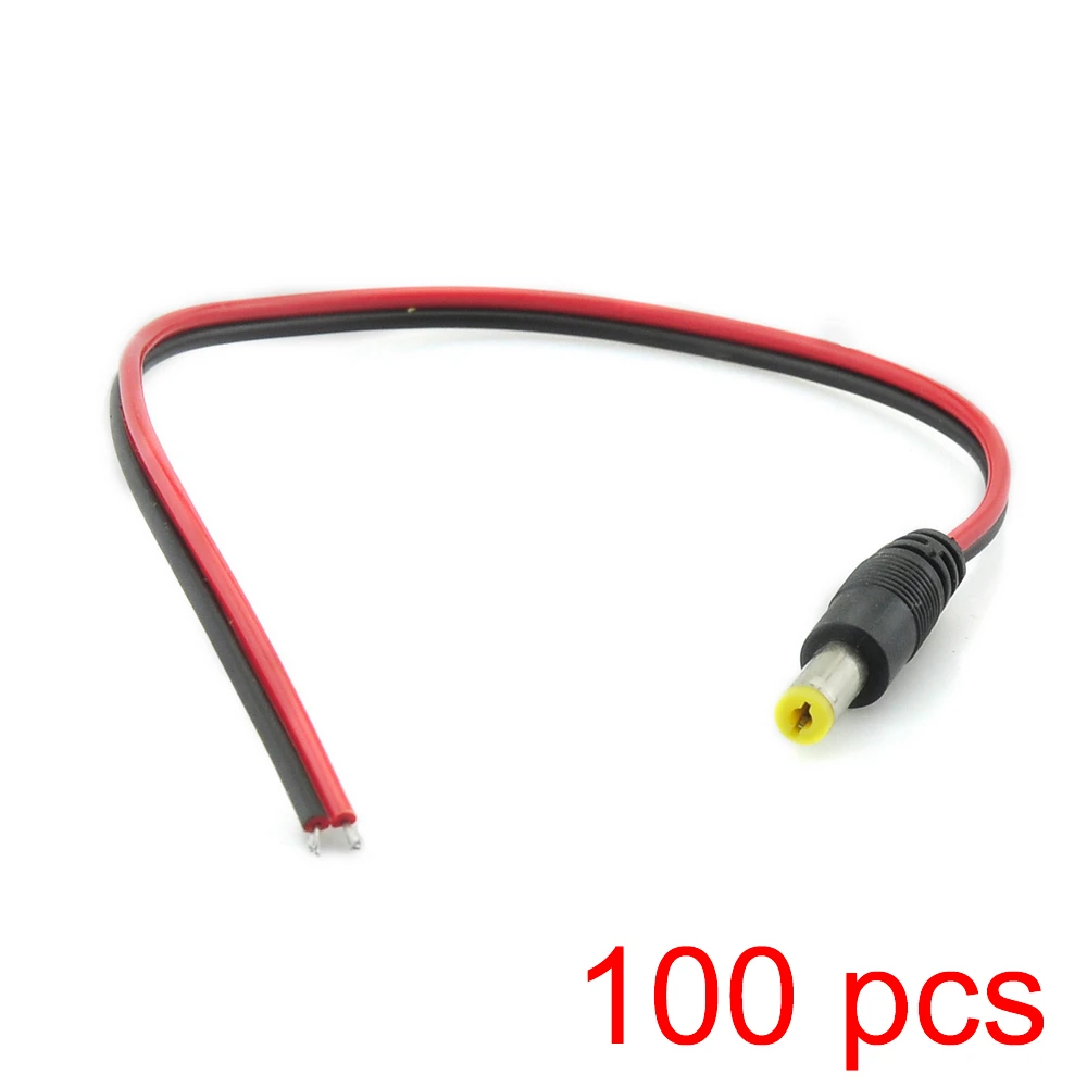 100x DC кабель питания мужской разъем 2 1*5 5 мм Pigtail CCTV адаптер хвоста 12В|tail|tail plug |